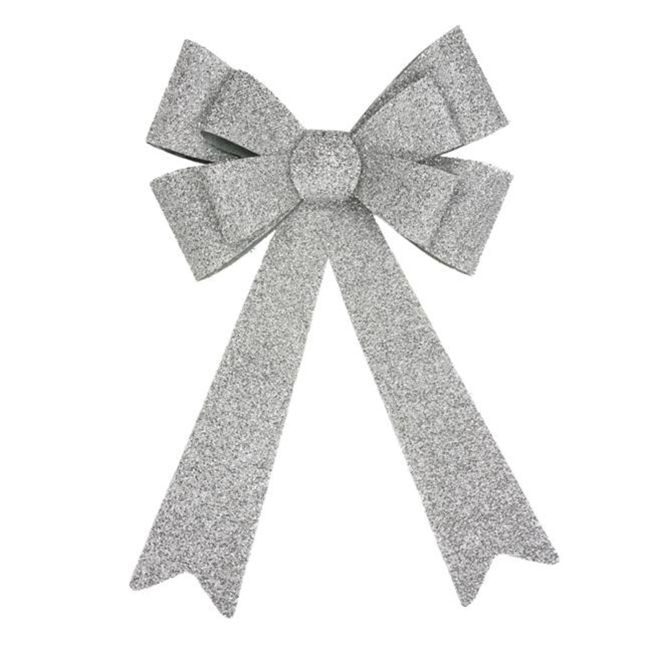 Northlight 34902104 24 x 16 x 2.5 in. LED Lighted Tinsel Bow Christmas Decoration, Silver